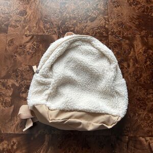 Brand New Unused Mini Tan and Cream Sherpa Backpack